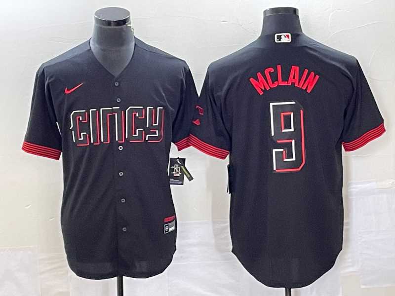 Men%27s Cincinnati Reds #9 Matt McLain Black 2023 City Connect Cool Base Stitched Jersey->cincinnati reds->MLB Jersey